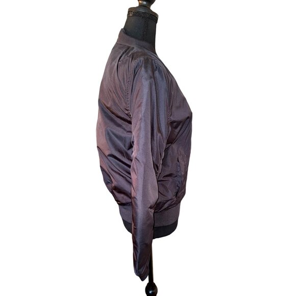 Black Flight Bomber Jacket By Inso Collection L Grunge City Goth Biker Zip Quilt - Picture 4 of 11